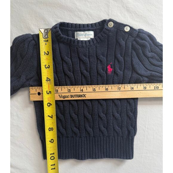 Ralph Lauren Navy‎ Sweater Girls Infants Size 9 Months 100Cotton - Picture 6 of 8